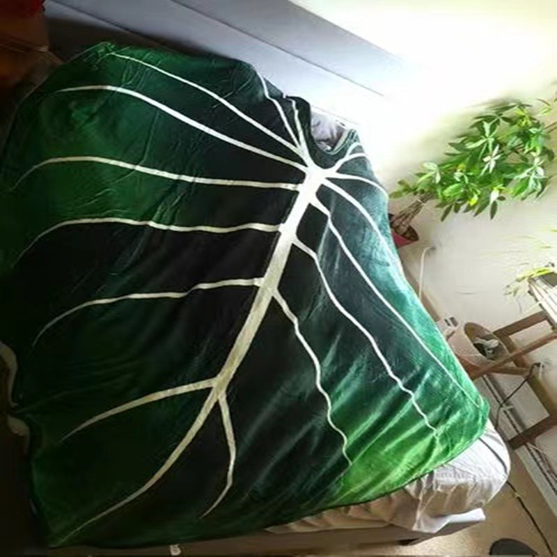 Super Soft Leaf Philodendron Printed Green Leaves Giant Flannel Blanket