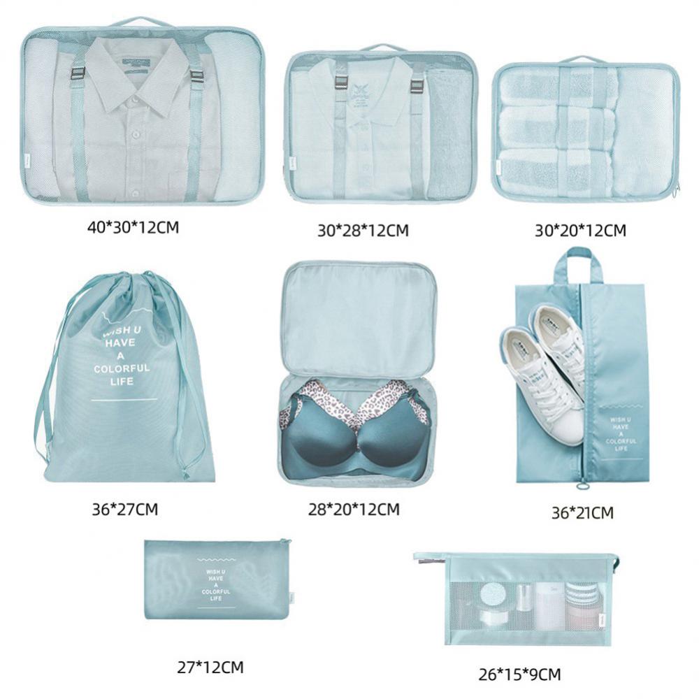 8-Piece Set Luggage Divider Bag Travel Storage Clothes Underwear Shoes Organizer Packing Cube