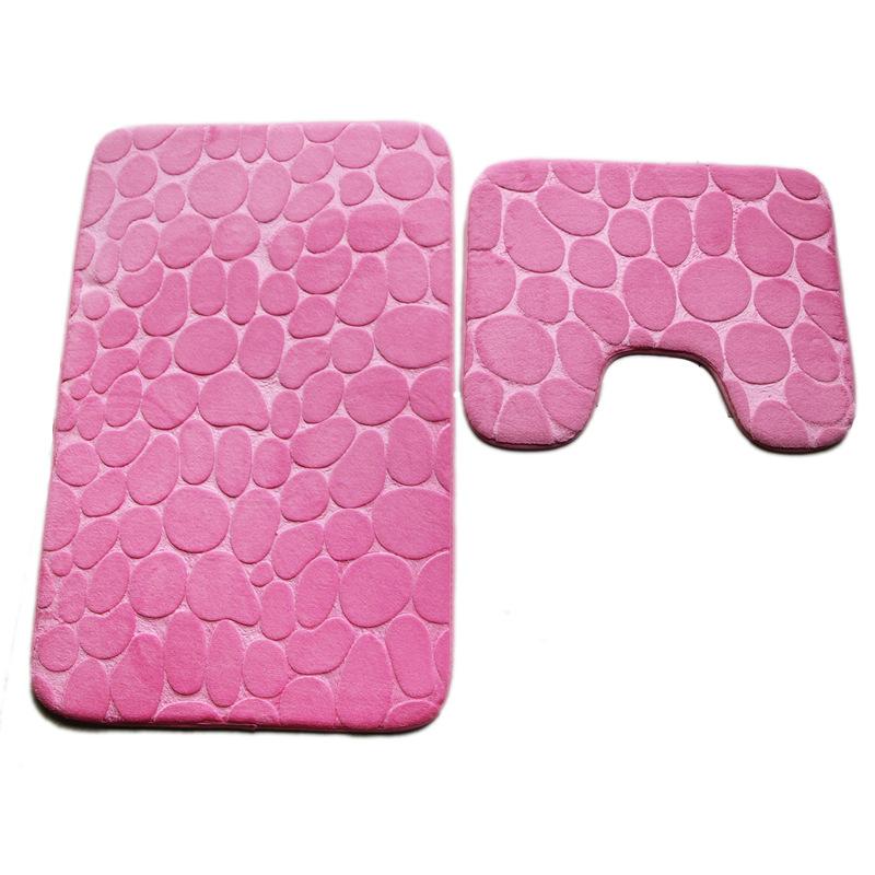 Pebbles Bath Mat Set Bathroom Square Shaped U Non Slip Floor Mats