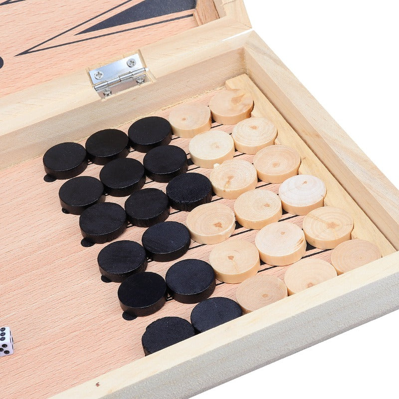 3 In 1 Folding Chess Set Family Board Games Checkers Backgammon