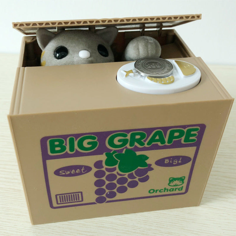 Automated Plastic Coin Bank In Panda/Cat Shape Electronic Deposit Savings For Kids Great Gift