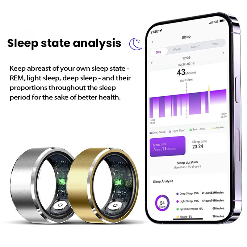 Veile Studios 2025 New! Xiaomi Smart Ring For Men & Women. Tracks Heart Rate Blood Oxygen Sleep. 5Atm Waterproof Fitness