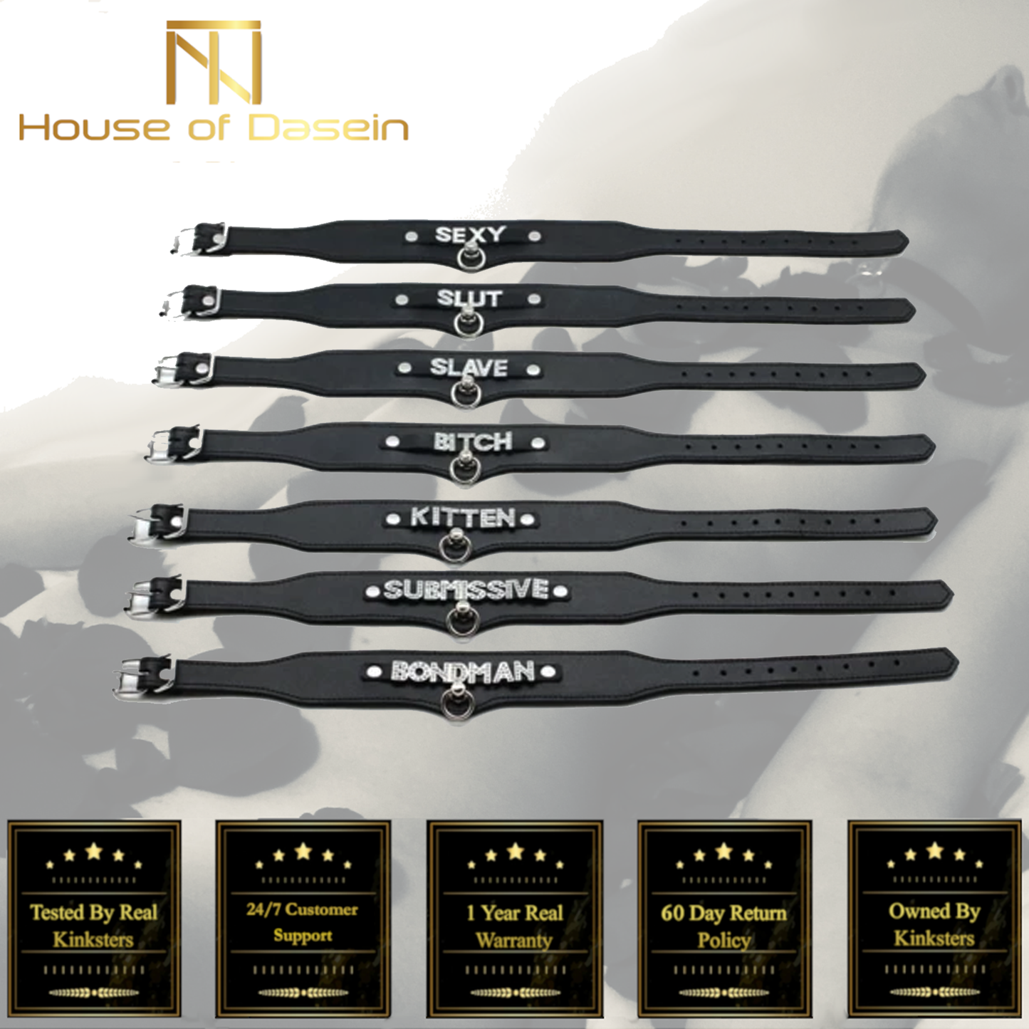 Bdsm Black Leather Adjustable Collar Submissive Sexy Kitten Fetish