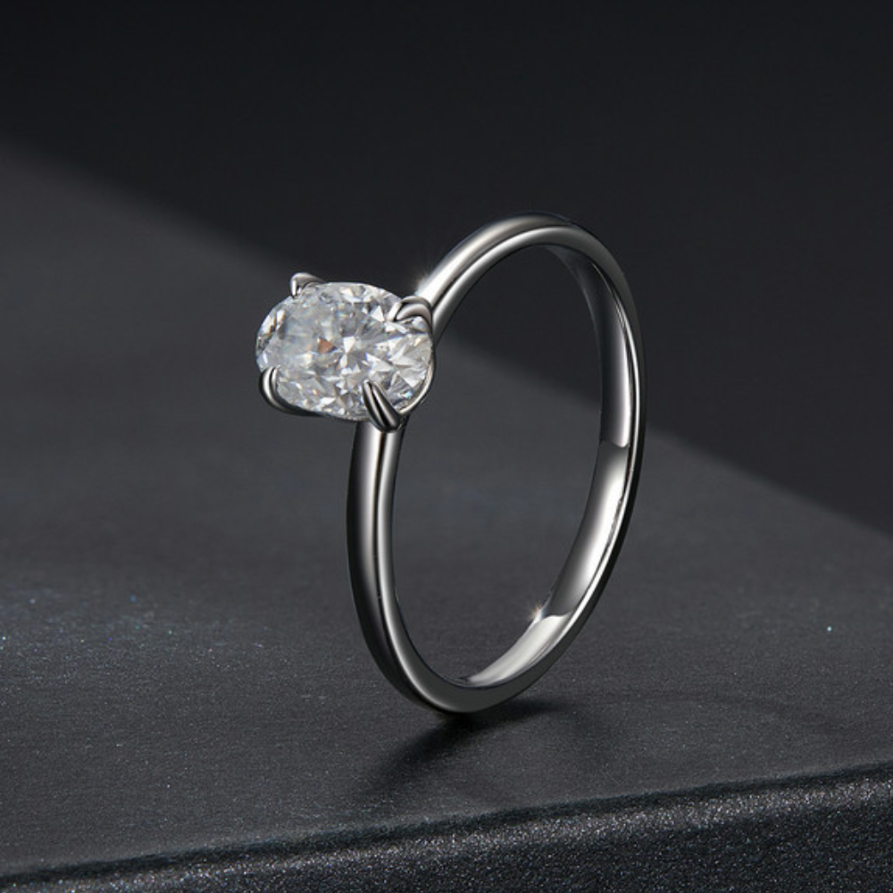 One Carat Moissanite Diamond Ring In Pure Silver Classic Wedding