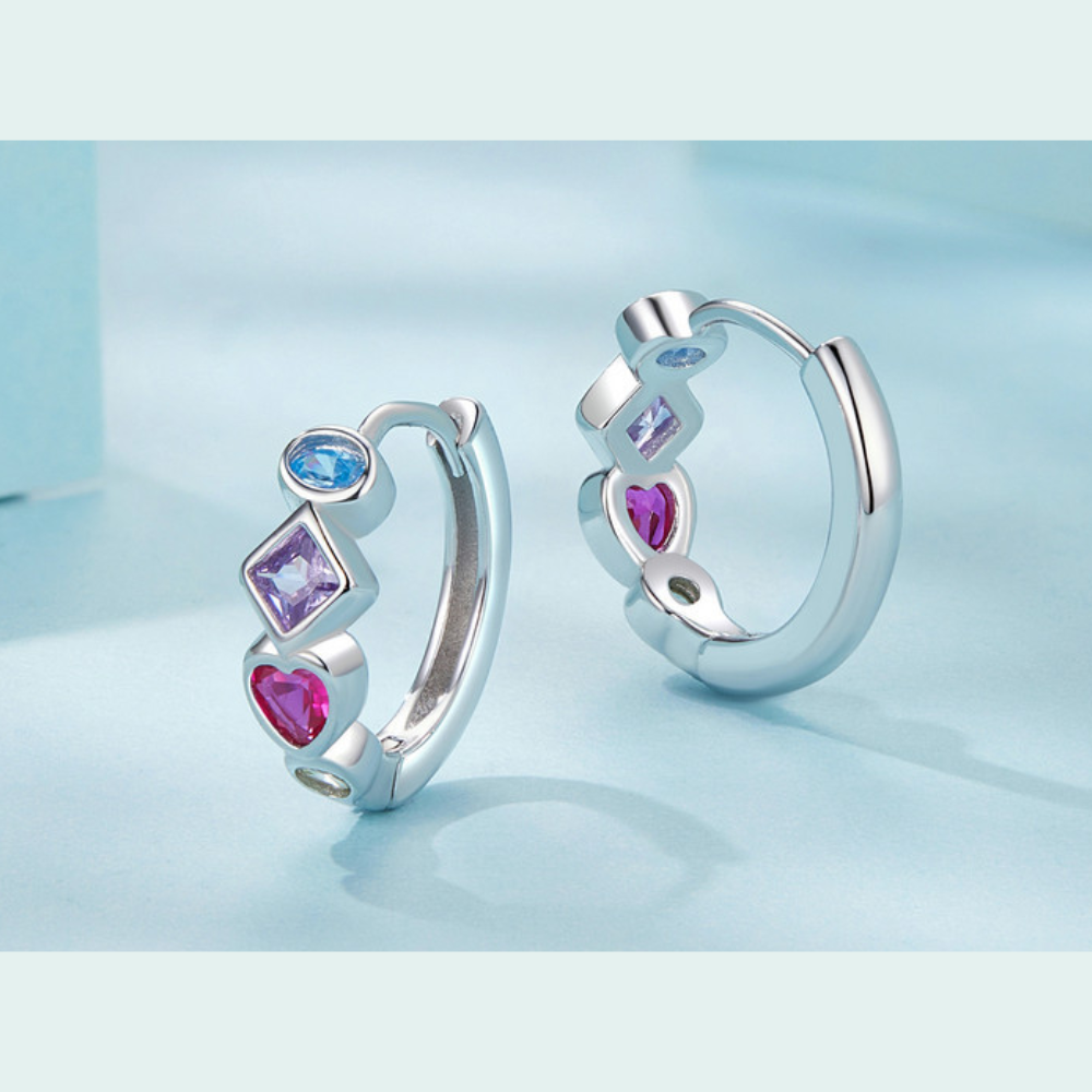Silver Charm Zirconia Splicing Ear Buckle European American Fashion Earrings