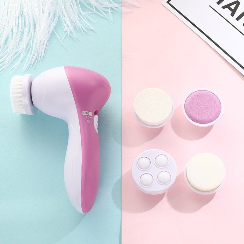5 In 1 Face Cleansing Brush Facial Electric Wash Machine Deep Cleaning Pore Skin Care Massage