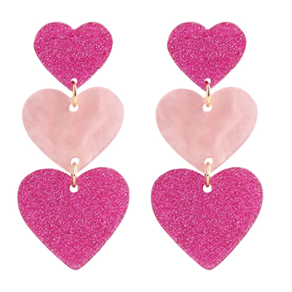Veile Studios 5Pairs Of Barbie Inspired Earrings Dangling Drop Statement Accessories Women Pink