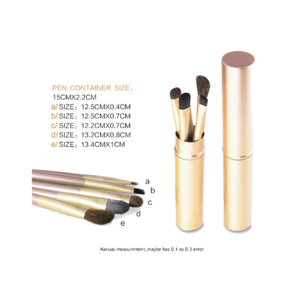 5 Pieces Professional Eyeshadow Brush Makeup Kit Designer Tools Gold
