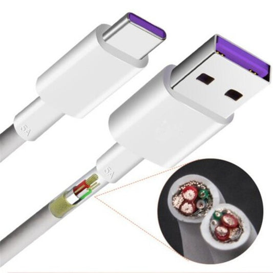 5A Usb 3.1 Type C Super Fast Charge Cable For Huawei P30 Pro / Mate20 White
