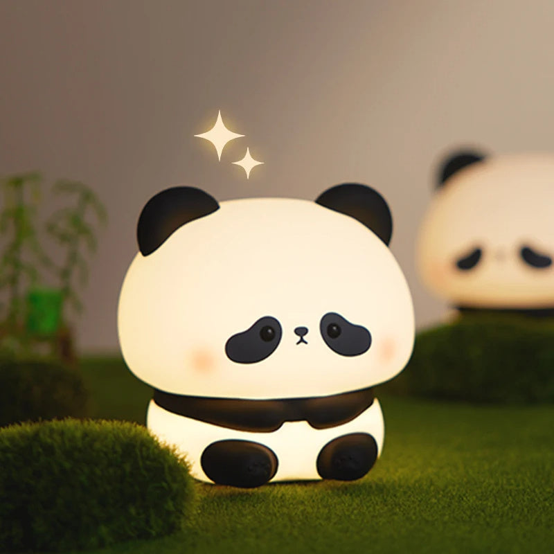 Panda Led Night Light Cute Silicone Usb Rechargeable Touch Lamp Bedroom Timing Decoration Children's Gift Home