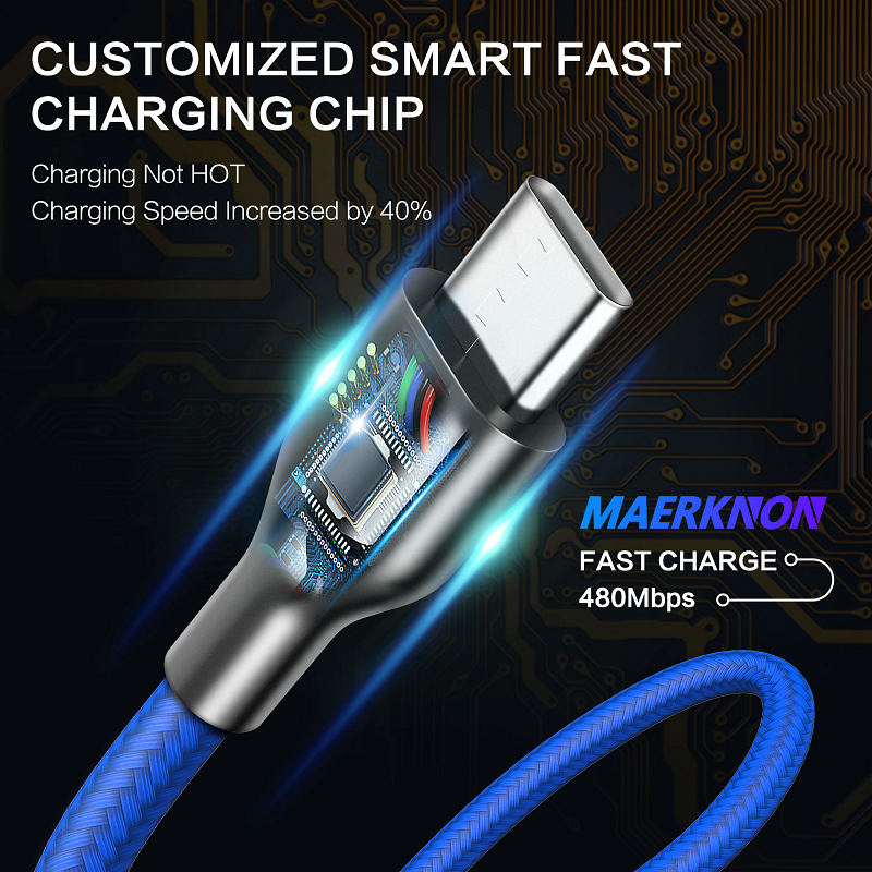 1.8 M Usb Type C 5A Super Fast Charge Cable For Huawei P10 / Mate10 P20 P9 Sapphire Blue