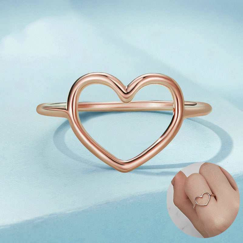 Veile Studios Hollow Plain Heart Rings Female S925 Sterling Silver 6 7 8 10 Dollars