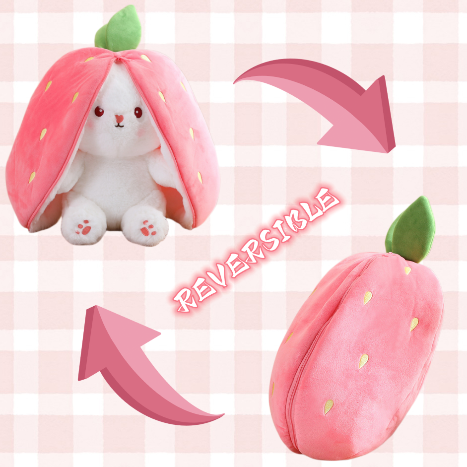 Fruit Transfigured Bunny Plush Toy Cute Carrot Strawberry Turn Into