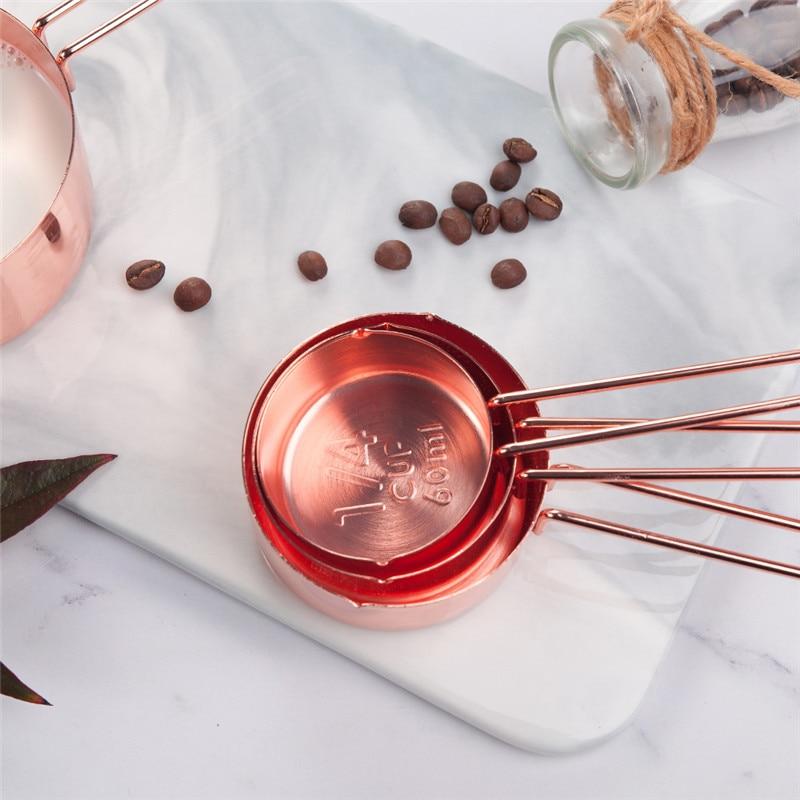 Set Of 8 Rose Gold Stainless Steel Measuring Cups Spoons Baking Tools