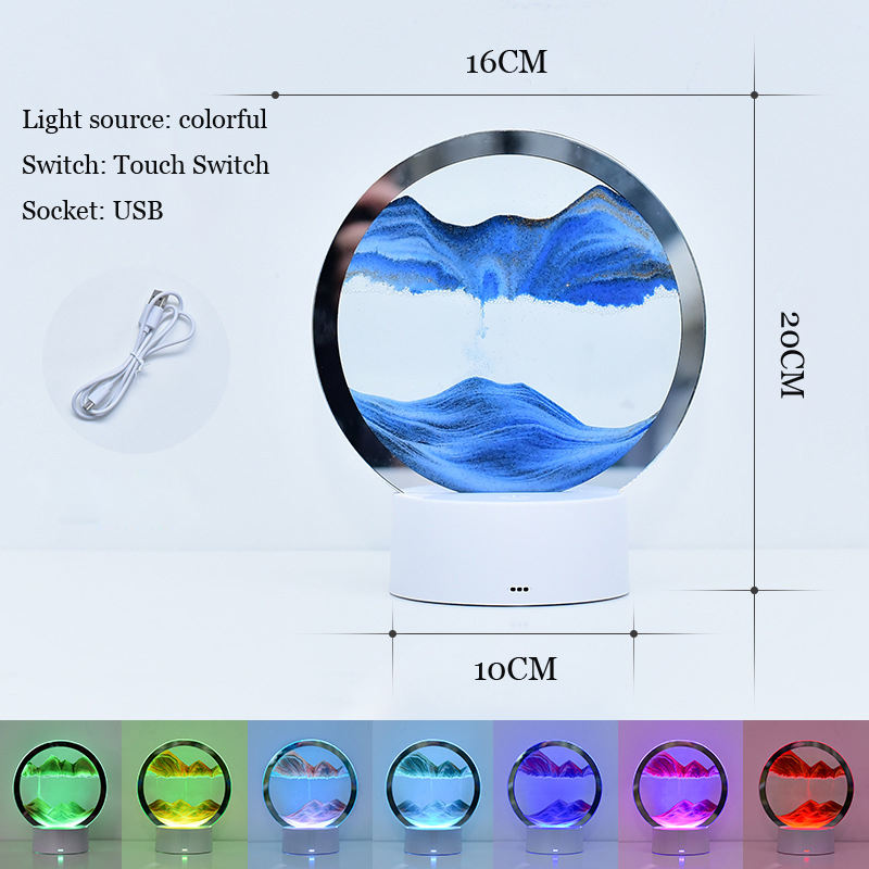 Sand Painting Lamp Remote Control Rgb Led Night Light Quicksand Table Desk
