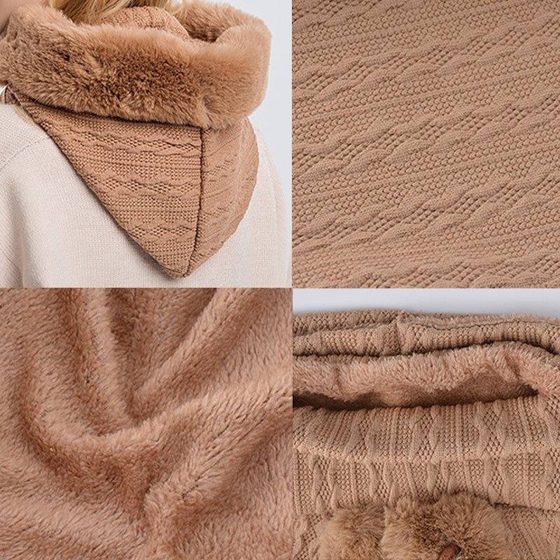 Winter Thick Plush Hat With Scarf Windproof Warm Knit Hats Hooded For Women Uni