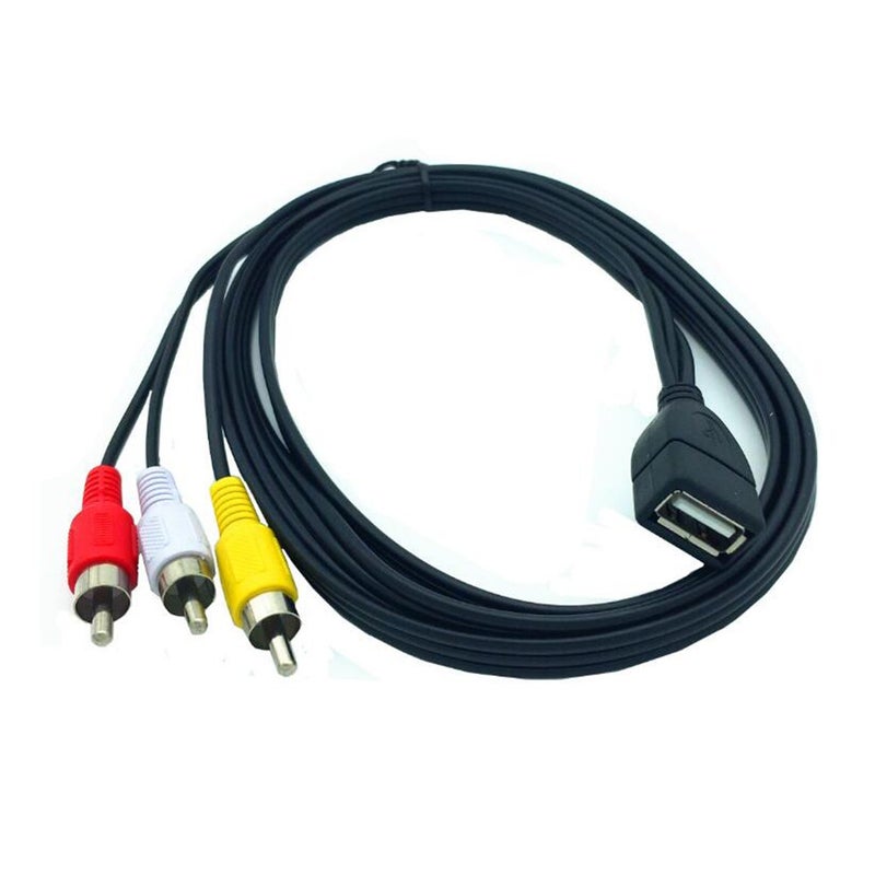 1.5M Usb Female To 3 Rca Phono Av Cable Lead Pc Tv Aux Audio Video Adapter