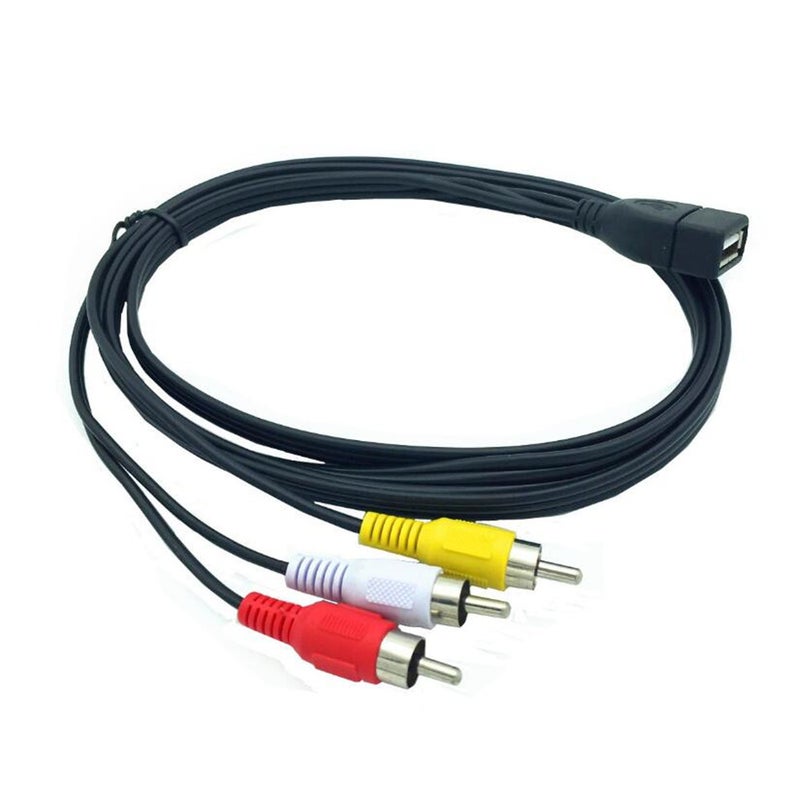 1.5M Usb Female To 3 Rca Phono Av Cable Lead Pc Tv Aux Audio Video Adapter