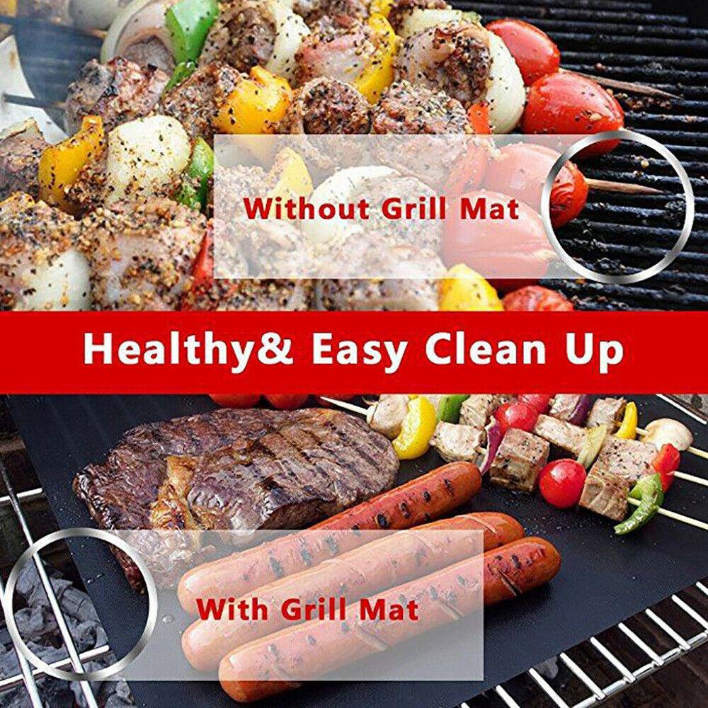 5Pcs Bbq Grill Mats Reusable Baking Cooking Sheet Non Stick Teflon Barbecue Pad