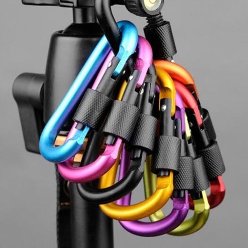 5Pcs Outdoor Mountaineering Buckle Quick Hook D Type Aluminum Alloy Key Knapsack Bottle Multicolor