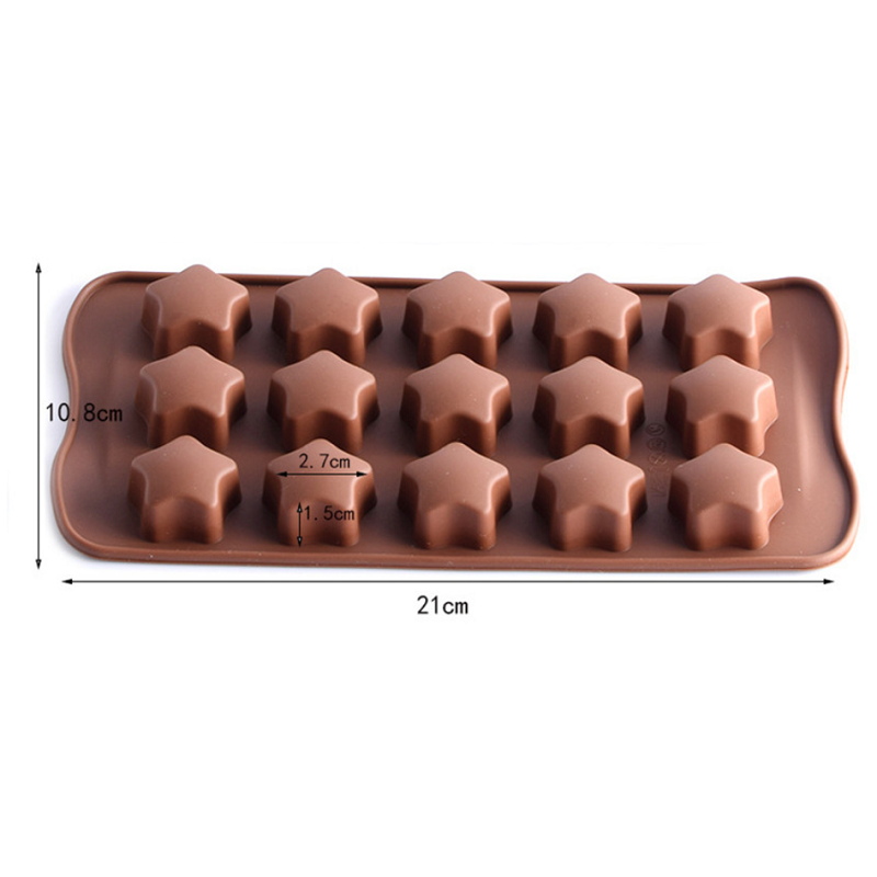 5Pcs 15-Grid Star Shaped Mold Silicone Chocolate Pudding Pastry Ice Tray Mould