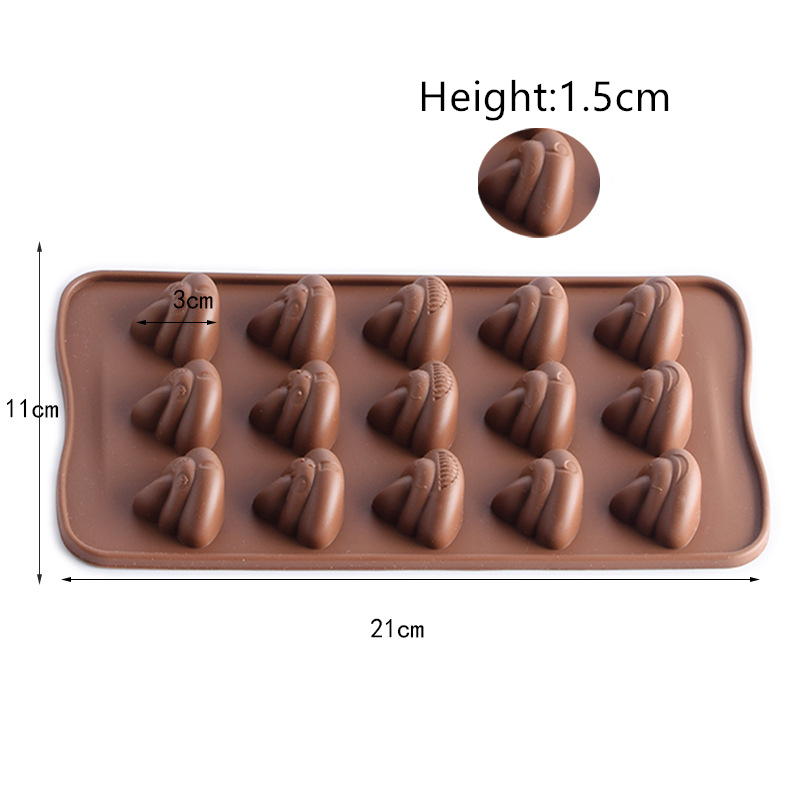 5Pcs 15-Grid Stool Poop Shaped Mold Silicone Chocolate Pudding Pastry Ice Tray