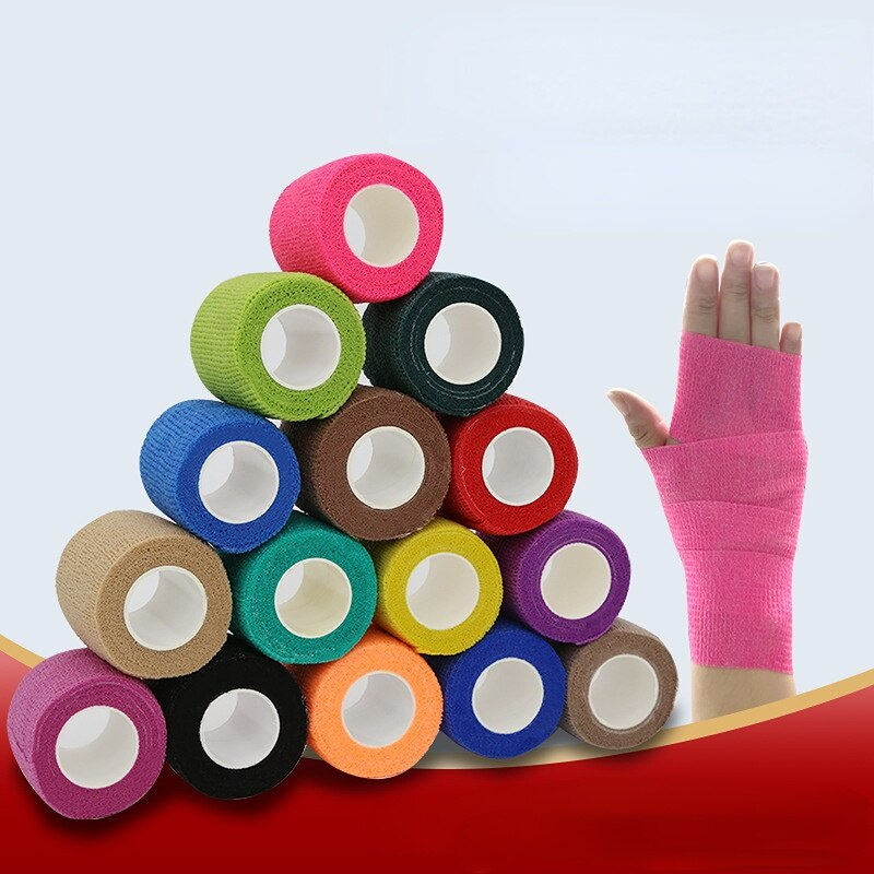 5Pcs Protective Self Viscoelastic Bandage Non Woven Adhesive For First Aid Sports