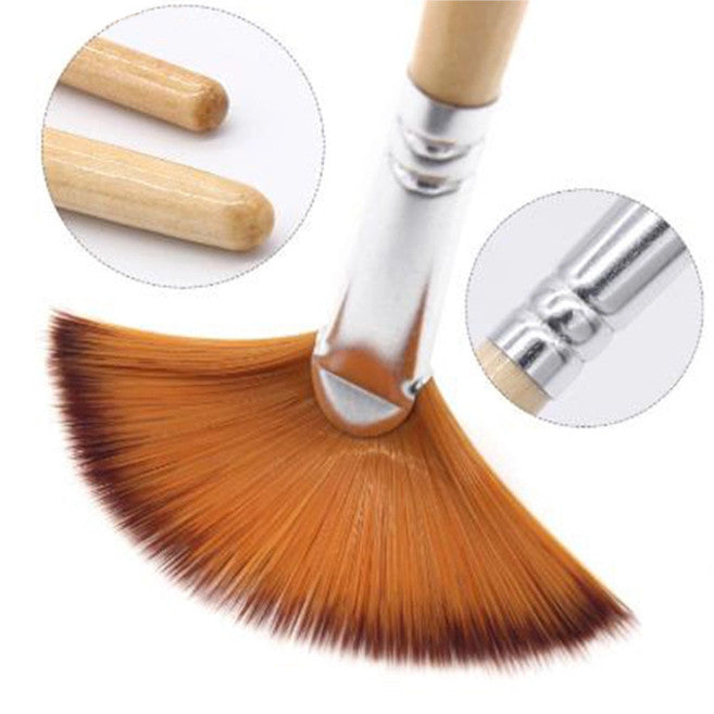 5Pcs/Set Fan Shape Gouache Painting Pen Nylon Hair Brush Drawing Supplies Beige