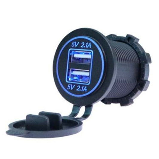 5V 4.2A Dual Usb Port Power Outlet For Motorcycle Boat Black