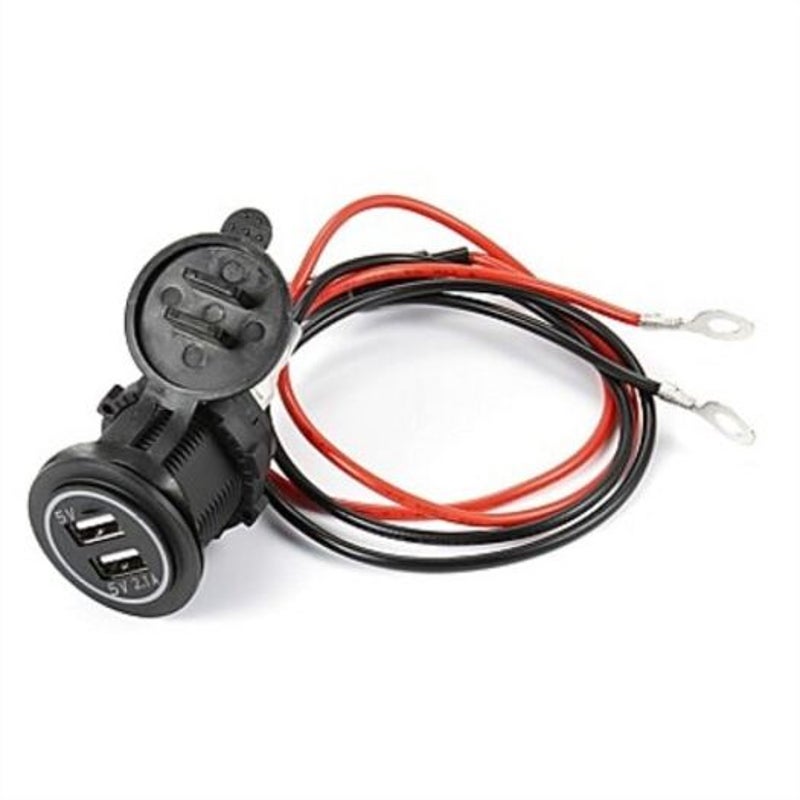5V 4.2A Dual Usb Port Power Outlet For Motorcycle Boat Black