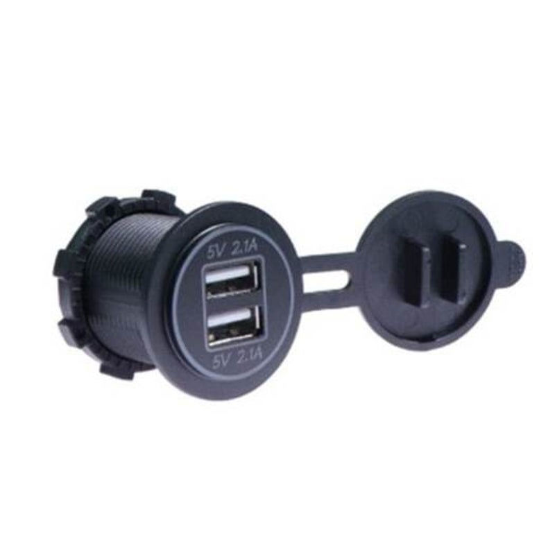 5V 4.2A Dual Usb Port Power Outlet For Motorcycle Boat Black