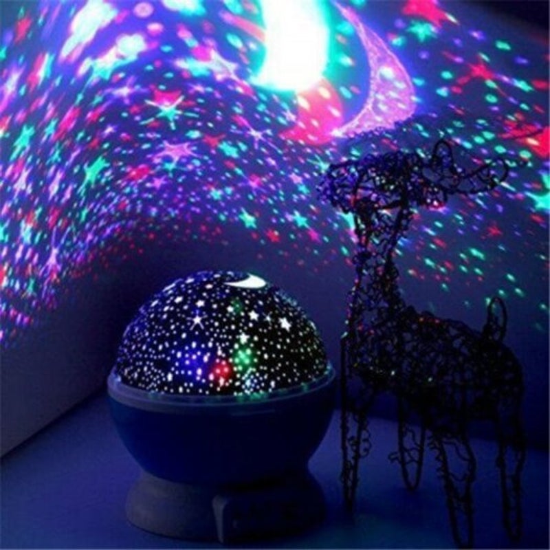 5V Star Light Rotating Projector Lamp For Kids Bedroom Blue Deep Sky