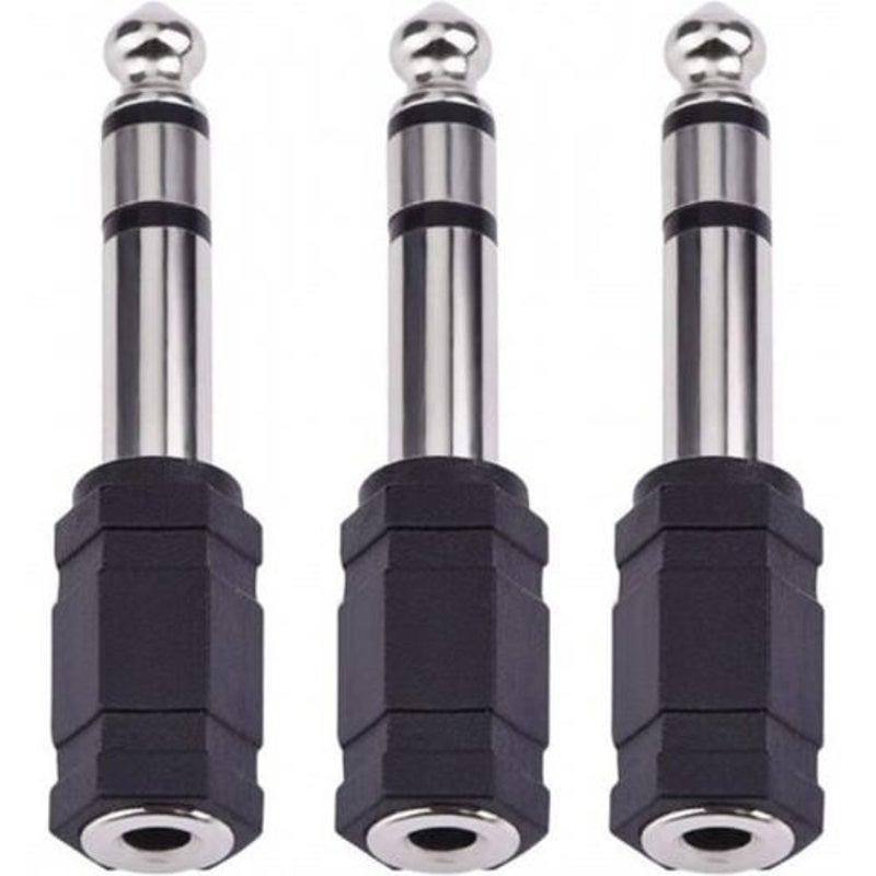 6.5 Mm Audio Stereo Plug To 3.5 Headphone Jack Adapter 3Pcs Black