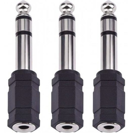 6.5 Mm Audio Stereo Plug To 3.5 Headphone Jack Adapter 3Pcs Black