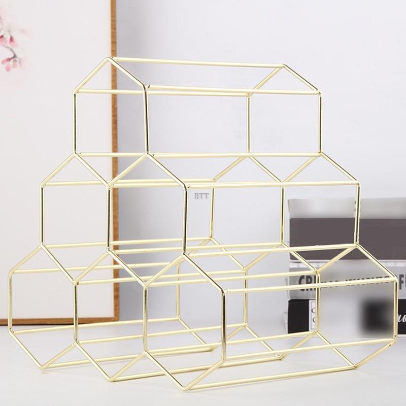 Nordic Modern Metal Hexagon Geometric Wine Rack