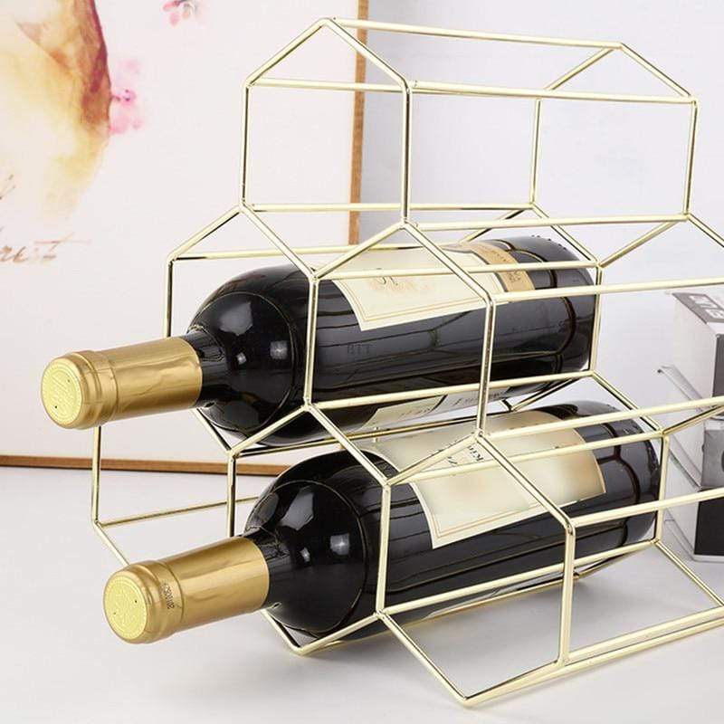 Nordic Modern Metal Hexagon Geometric Wine Rack