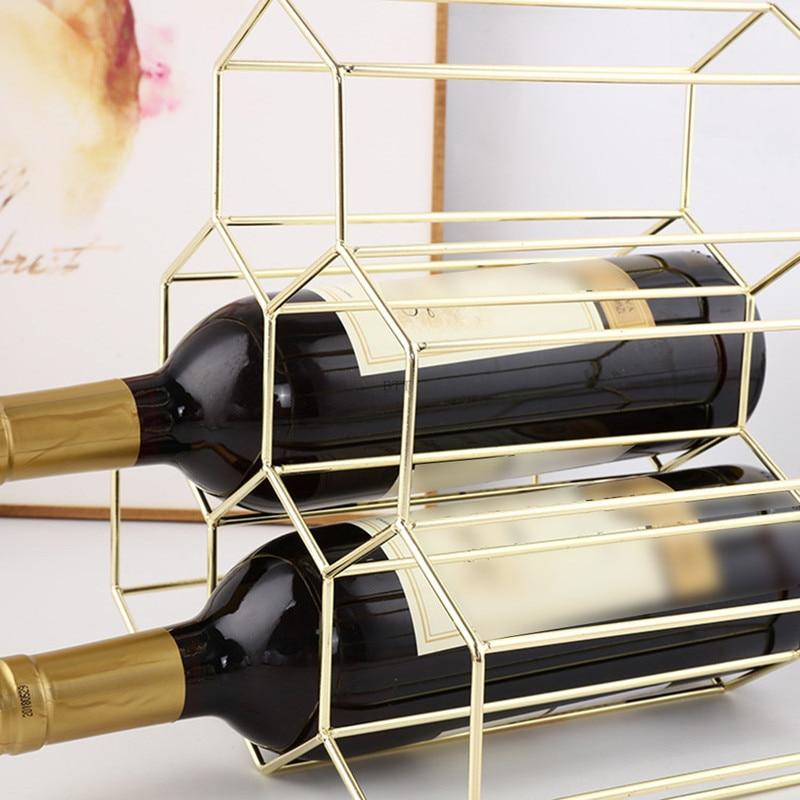 Nordic Modern Metal Hexagon Geometric Wine Rack