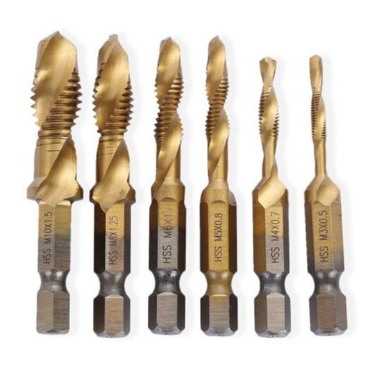 6 In 1 Hex Twist Screw Tap Drill Set Multi
