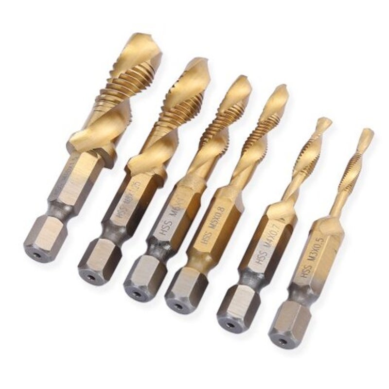 6 In 1 Hex Twist Screw Tap Drill Set Multi