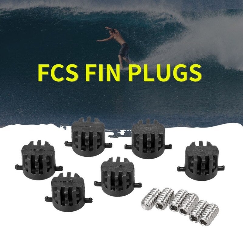 6 Pcs Surfboard Rail Plug Fcs Fin Plugs With 9Mm Screws Leash