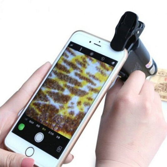 60 100 Times Universal Mobile Phone Clip Magnifying Glass Portable Microscope Black