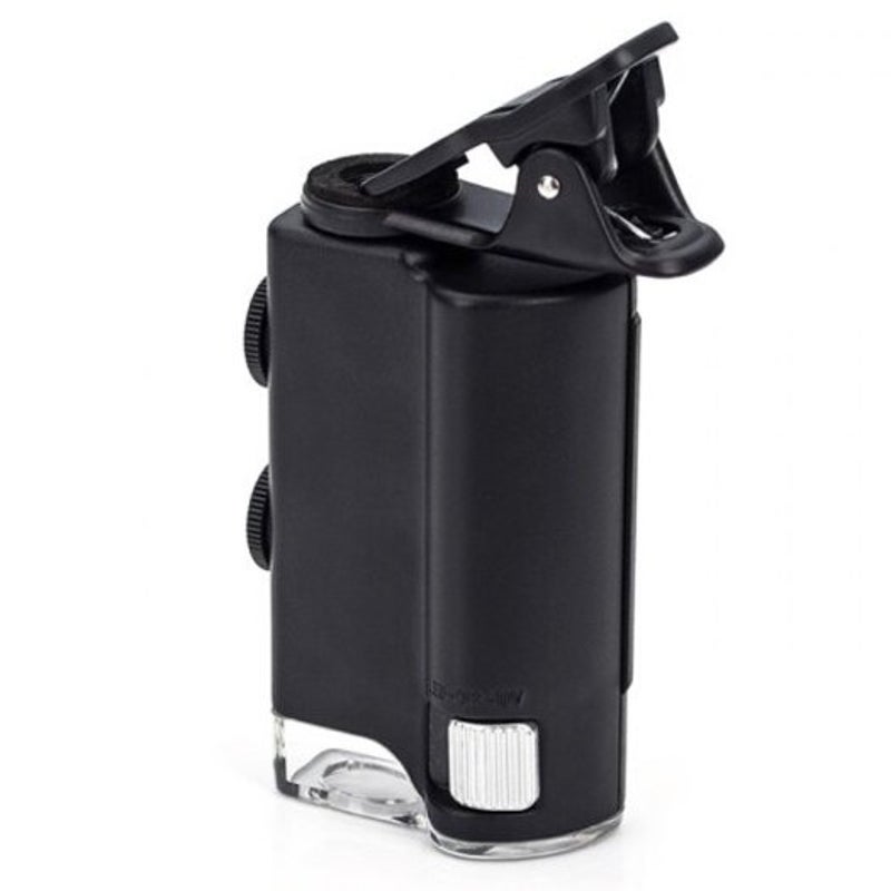 60 100 Times Universal Mobile Phone Clip Magnifying Glass Portable Microscope Black