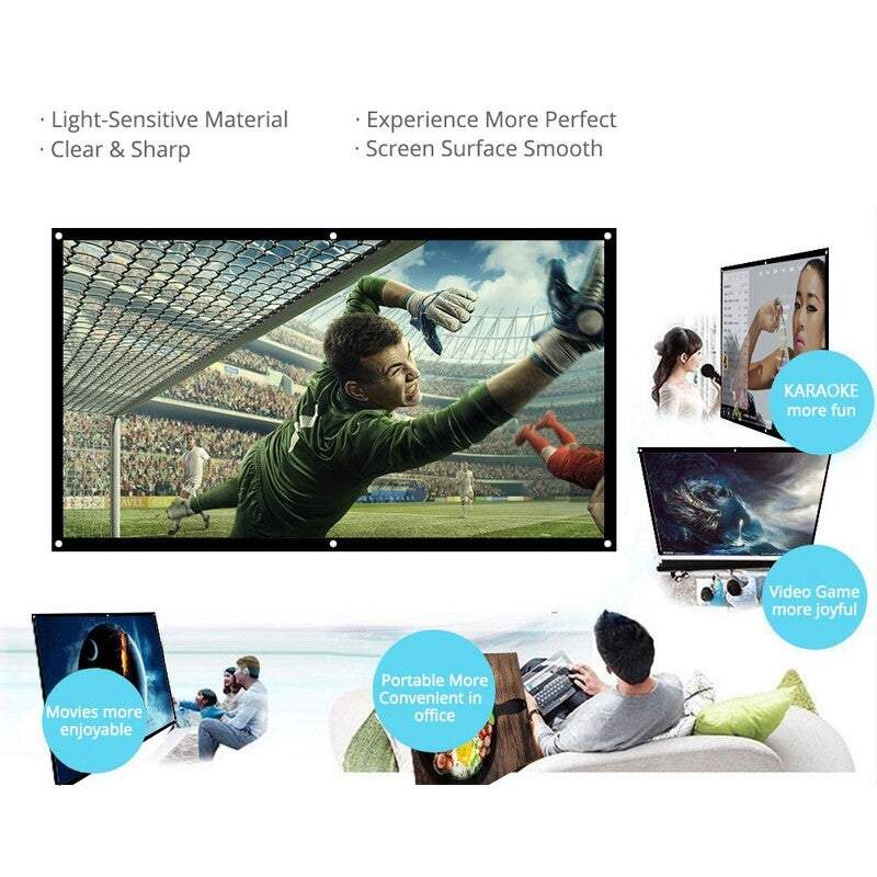 Projector Screens 60 Hd 169 White Inch Diagonal Projection Foldable Theatre For Wall Indoors Outdoors