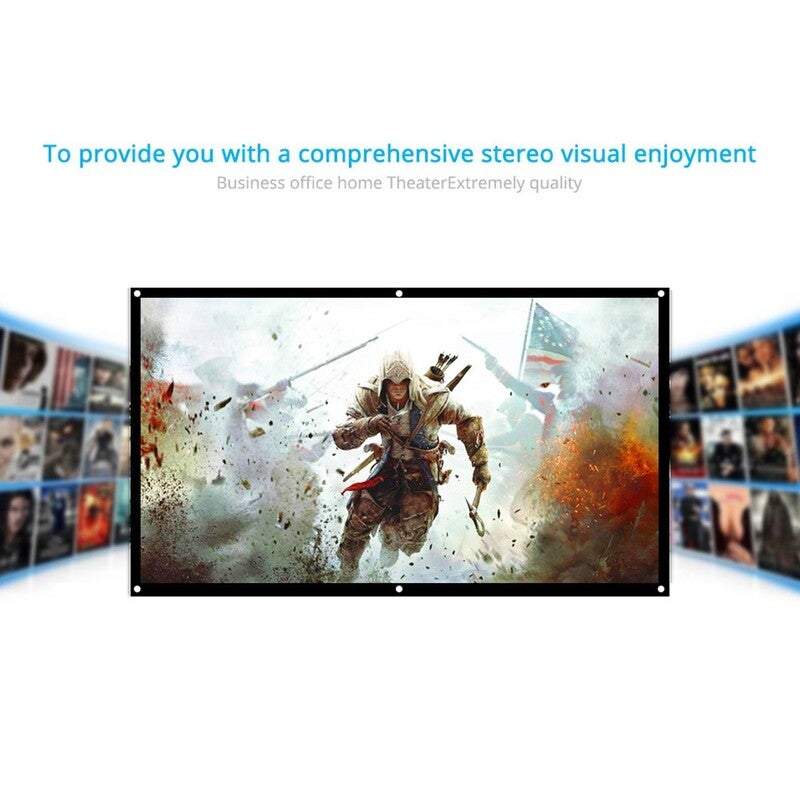 Projector Screens 60 Hd 169 White Inch Diagonal Projection Foldable Theatre For Wall Indoors Outdoors
