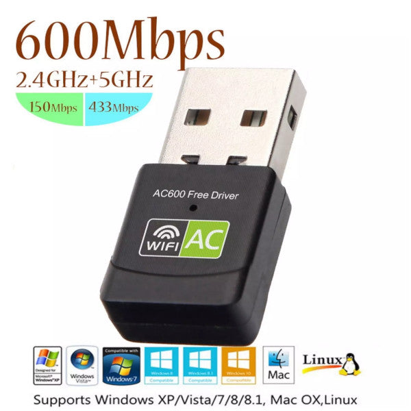 600Mbps Usb Wifi Adapter 2.4Ghz 5Ghz Antenna Dual Band 802.11Bngac Mini Wireless Computer Network Card Receiver