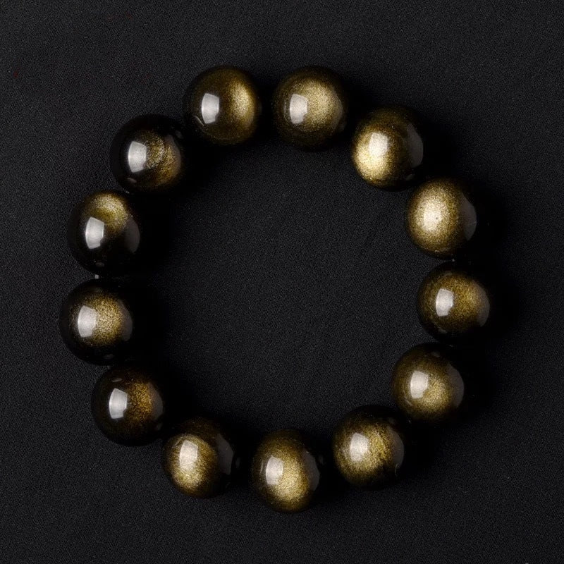 Veile Studios Gold Obsidian Stone Bracelet