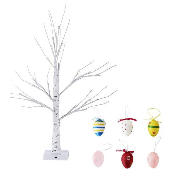 60Cm Easter Decor Led Birch Tree Light Eggs Hanging Ornaments