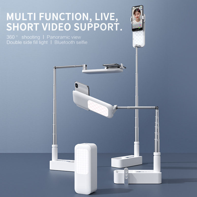 Portable Foldable Selfie Mobile Phone Holder With Light Bluetooth Remote Control