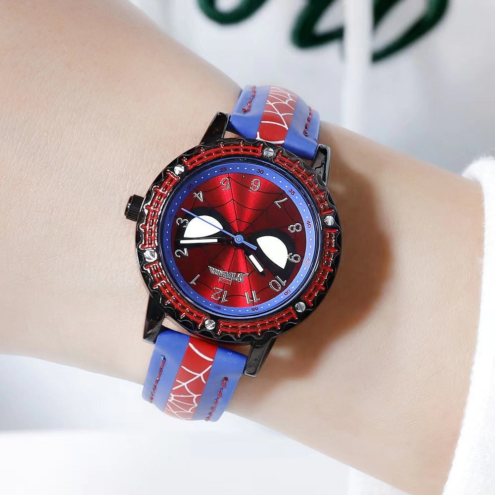 Children Spiderman Quartz Watch Luminous Pointer Boy's Wristwatch