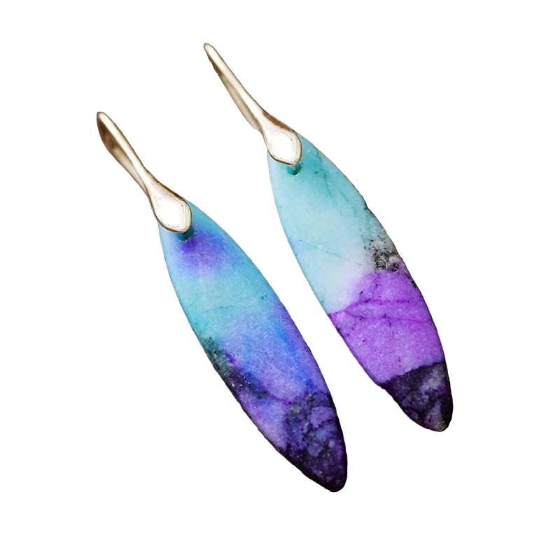Copper Natural Stone Geometric Shape Earrings